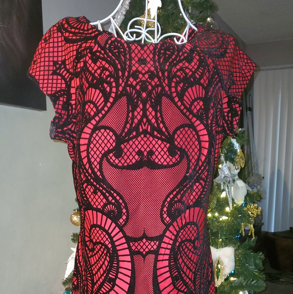 Beautiful! Red and felt patterned dress